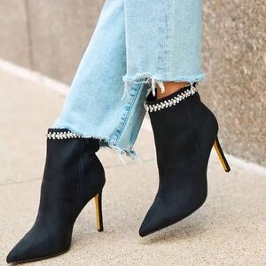Black suede ankle boots by express